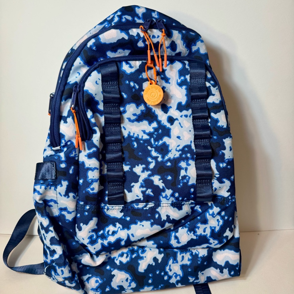 NWOT. Ecotech 17" Logan Backpack 100% Recyclable - Bleach Dye Navy color.